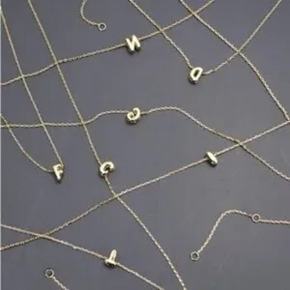 Gold Mini Bubble Initial Necklace (5101)